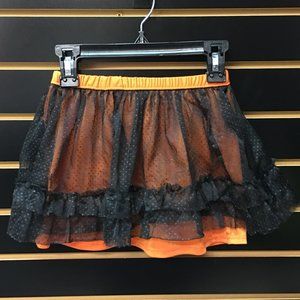 4/$12 💥♻ Toddler Girls Orange with Black Lace Halloween Skirt | Size 4T | 114